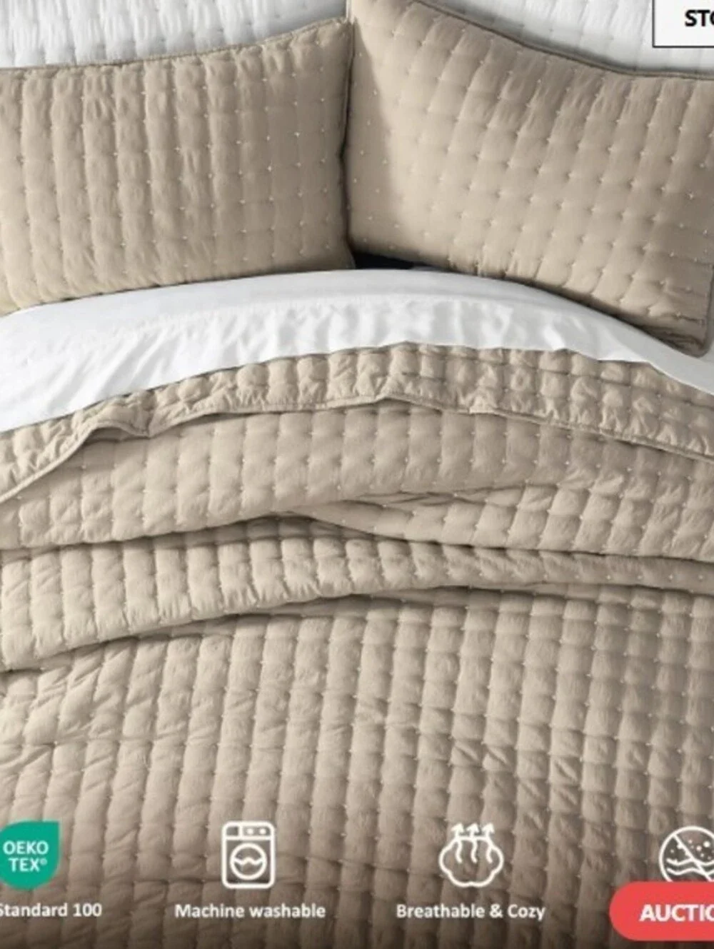 COMFORTER/QUILT SET-2PC-TWIN-BEIGE